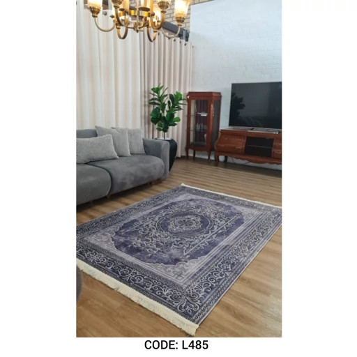فرشینه مخمل ترک طرح افشان رنگ طوسی سرمهای کد L485