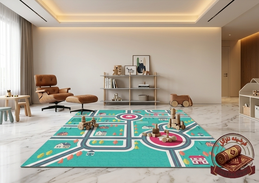 فرشینه مخمل ترک طرح فانتزی جاده نرم و لطیف با چاپ ثابت کد C208