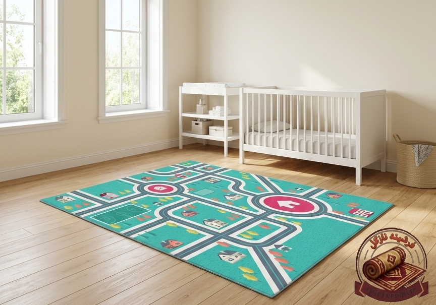فرشینه مخمل ترک طرح فانتزی جاده نرم و لطیف با چاپ ثابت کد C208