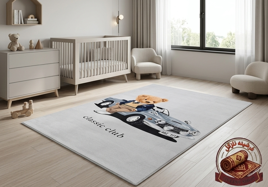 فرشینه مخمل ترک طرح خرس تدی و ماشین کلاسیک کد C167 (کپی)