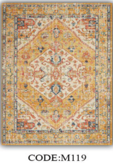 فرشینه مخمل ترک طرح سنتی قشقایی رنگ خردلی و آجری کد M119