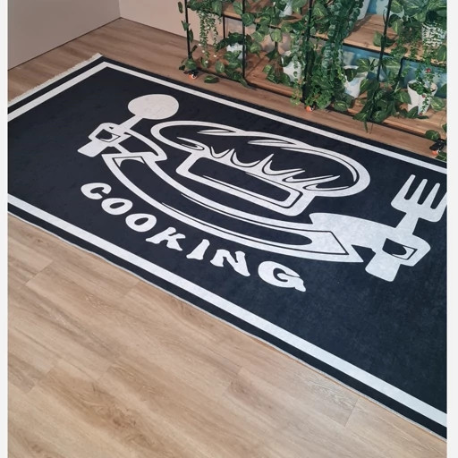 فرشینه آشپزخانه مخمل ترک طرح کلاه سرآشپز و Cooking کد K187