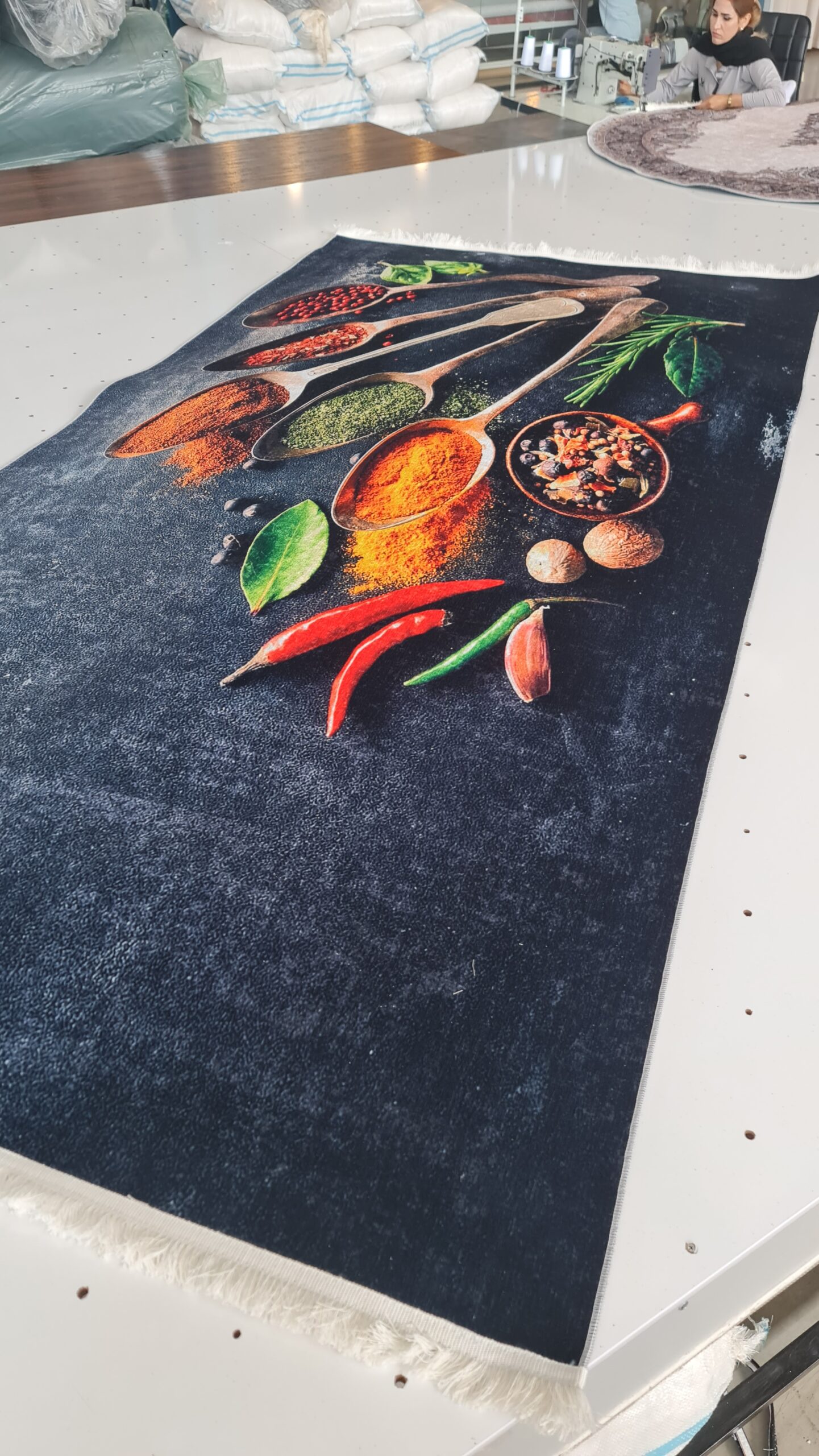 فرشینه مخمل ترک طرح آشپزخانه ادویه K146