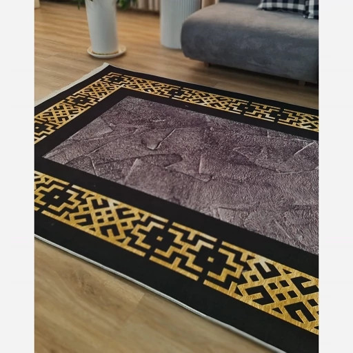 فرشینه مخمل ترک مدرن مشکی طلایی کد h246
