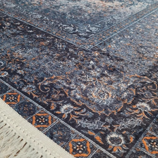فرش چاپی فرشینه برند نازگل مخمل هازان ترک طرح سرمه خورشید کد L130