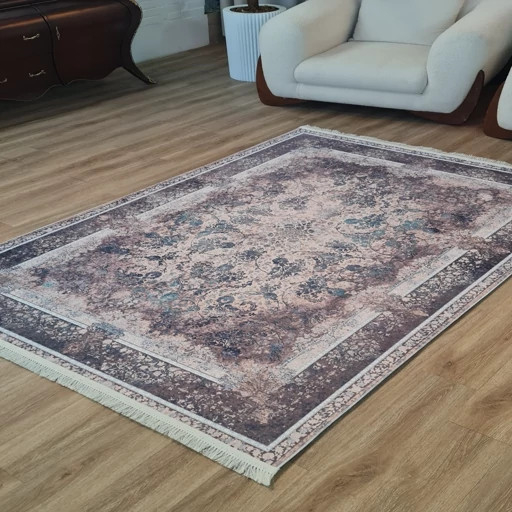 فرشینه مخمل ترک طرح فرش استپ دار کد L520