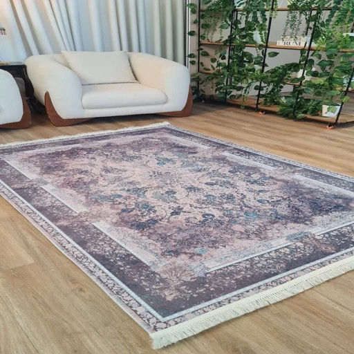 فرشینه مخمل ترک طرح فرش استپ دار کد L520