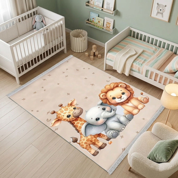 فرشینه کودک مخمل ترک حیوانات ترمز دار کد animal
