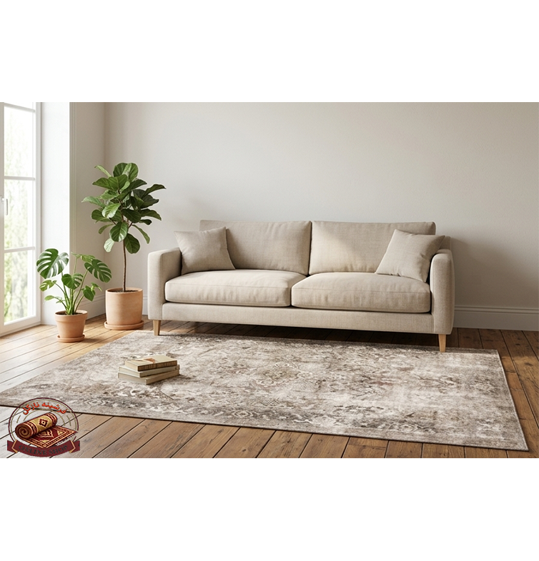 فرشینه کرم مخمل هازان ترک وینتیج کد M209 استپ دار