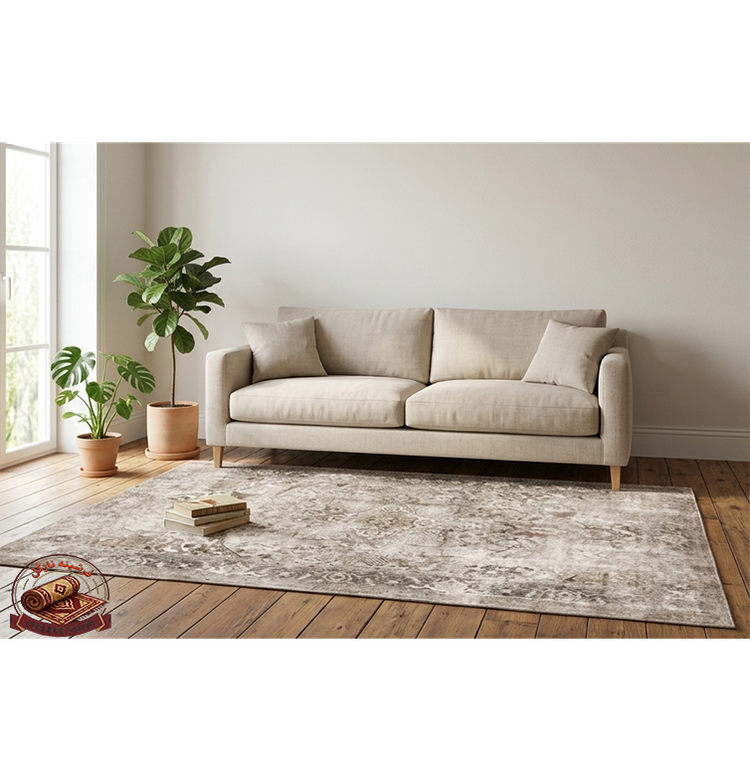 فرشینه کرم مخمل هازان ترک وینتیج کد M209 استپ دار