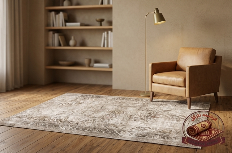 فرشینه کرم مخمل هازان ترک وینتیج کد M209 استپ دار