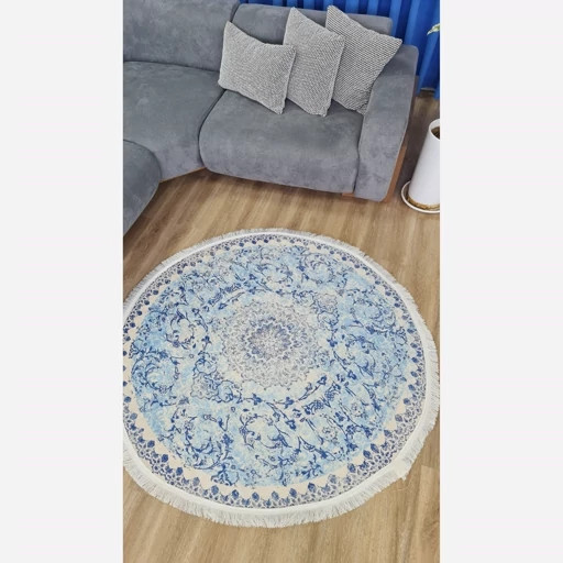 فرشینه مخمل گرد رنگ آبی کد C23