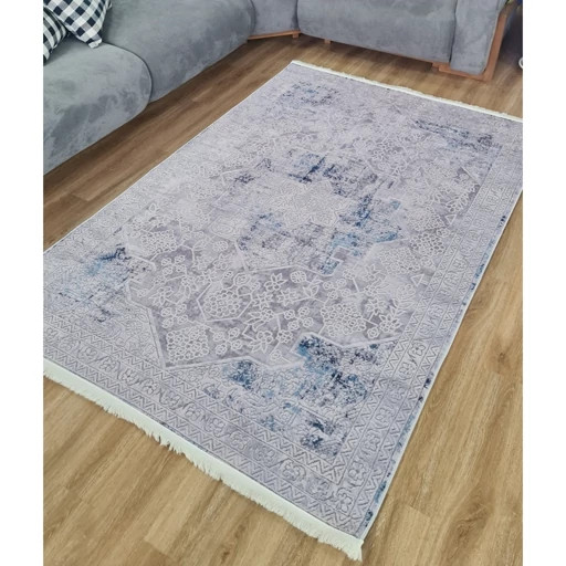 فرشینه مخمل طوسی طرح پتینه کد M204
