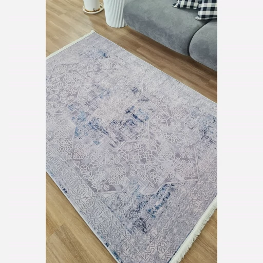 فرشینه مخمل طوسی طرح پتینه کد M204
