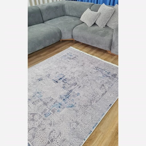 فرشینه مخمل طوسی طرح پتینه کد M204