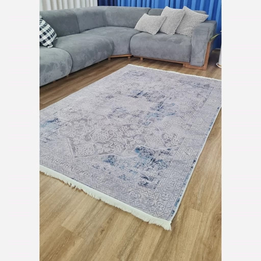 فرشینه مخمل طوسی طرح پتینه کد M204