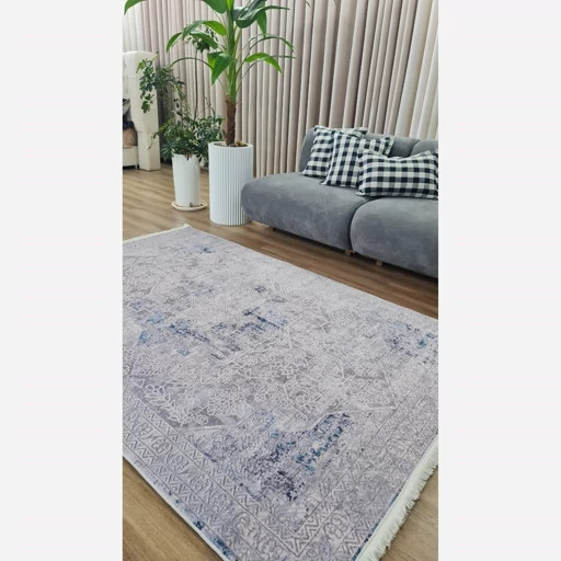 فرشینه مخمل طوسی طرح پتینه کد M204