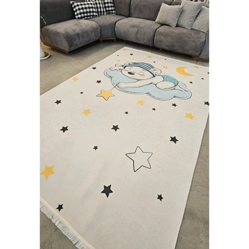 فرشینه اتاق کودک جنس مخمل ترک طرح خرس ضد لغزش ( نرم و لطیف) کد c110