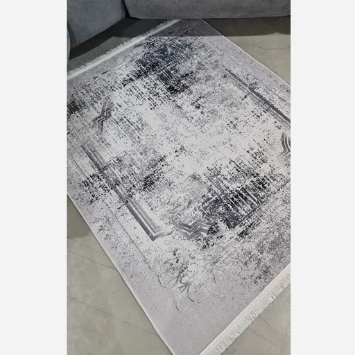 فرشینه مخمل ترک وینتیج سفید مشکی مدرن M324