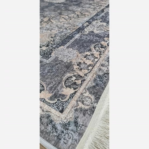 فرشینه مخمل ترک طرح طوسی تیره افشان کد U18