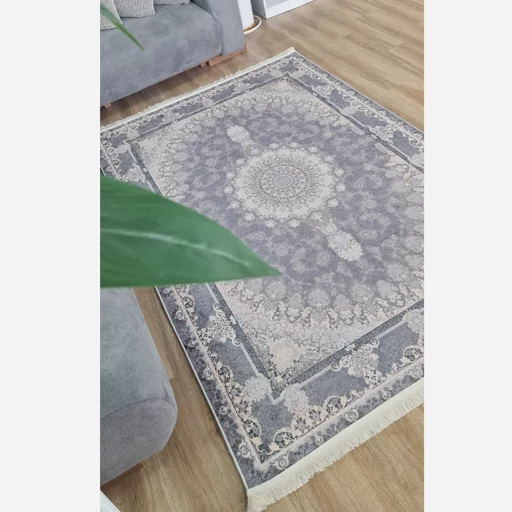 فرشینه مخمل ترک طرح طوسی تیره افشان کد U18