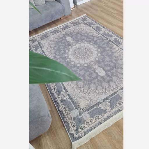 فرشینه مخمل ترک طرح طوسی تیره افشان کد U18