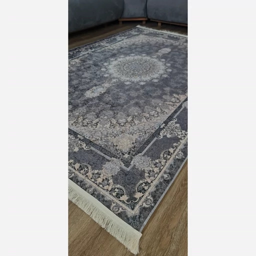 فرشینه مخمل ترک طرح طوسی تیره افشان کد U18