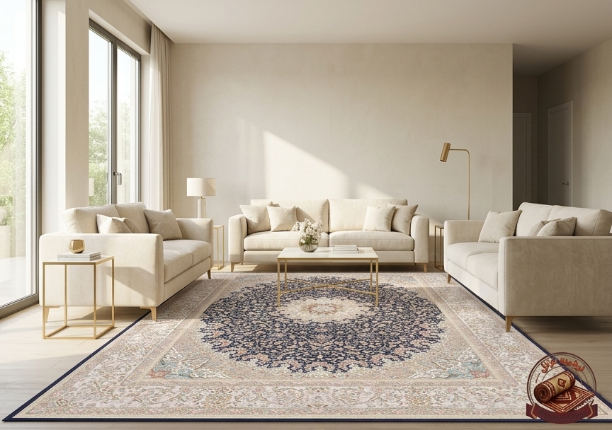 فرشینه مخمل رویه نرم و لطیف طرح فرش سنتی کد l176
