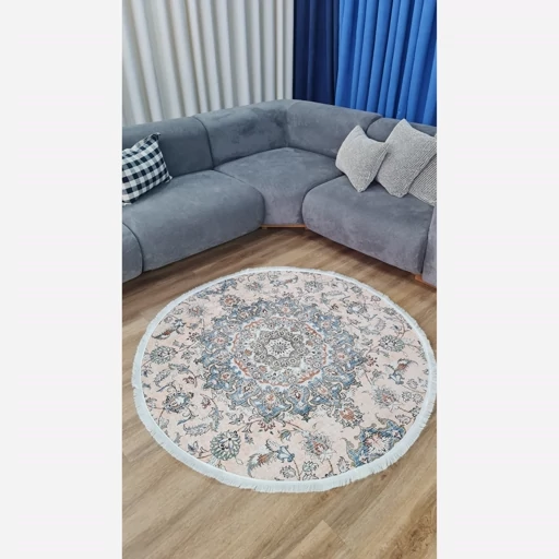 فرشینه شیک گرد طرح ابریشم کد a171 در ابعاد مختلف ضد لغزش قیمت اقتصادی