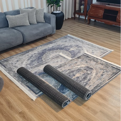 فرشینه مخمل طرح فرش طوسی وینتیج U54