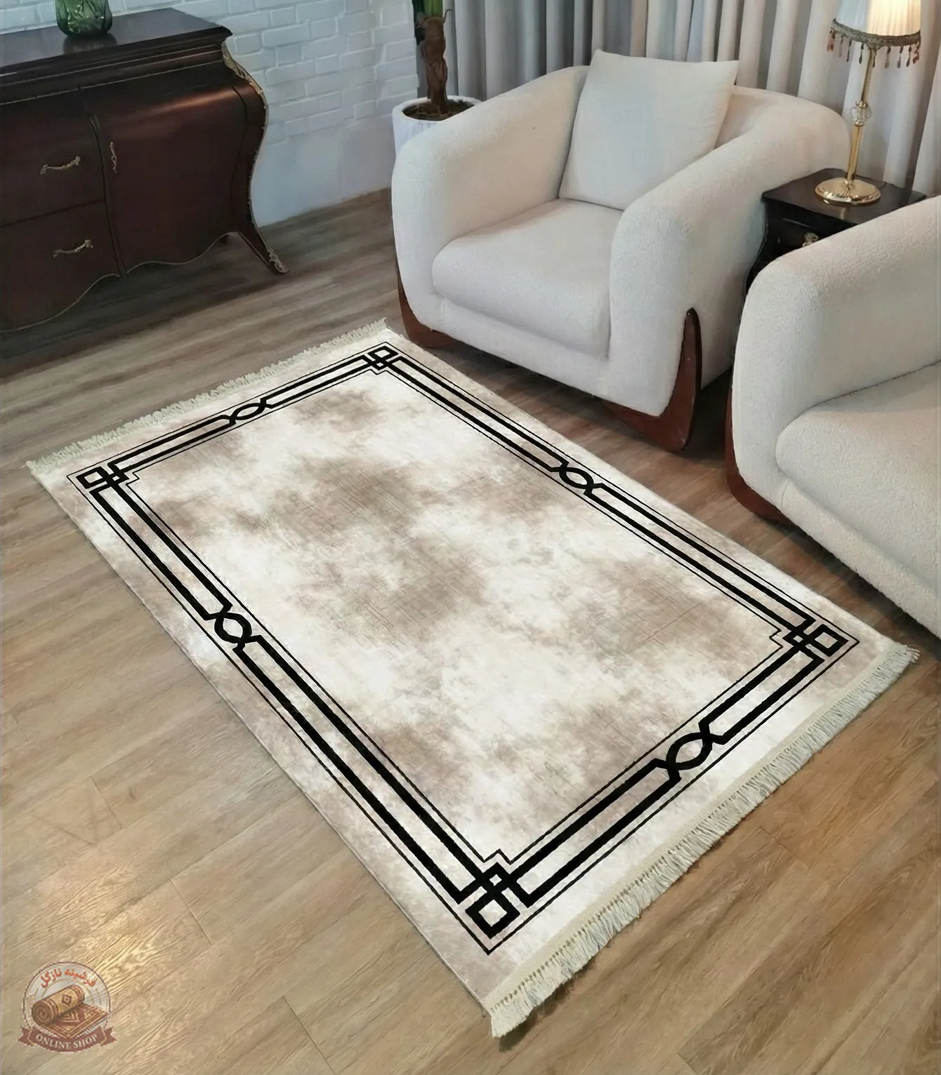 فرشینه فانتزی کرم رنگ|مخمل هازان تُرک | بسیار نرم و لطیف| زیره ضدلغزش(ابعاد مختلف) m105