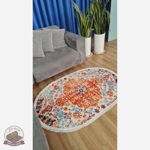 فرشینه بیضی | مخمل نرم و صاف | استُپ دار (ضدلغزش) b142