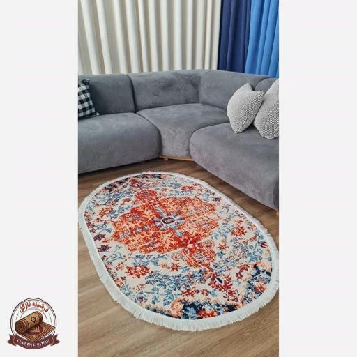 فرشینه بیضی | مخمل نرم و صاف | استُپ دار (ضدلغزش) b142