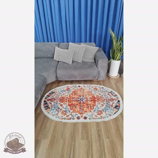 فرشینه بیضی | مخمل نرم و صاف | استُپ دار (ضدلغزش) b142