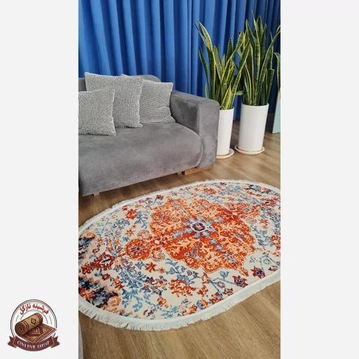 فرشینه بیضی | مخمل نرم و صاف | استُپ دار (ضدلغزش) b142