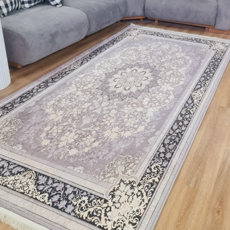 فرشینه طوسی مدرن جنس مخمل هازان تُرک استُپ دار(ابعاد دلخواه)ضد لغزش کد u13