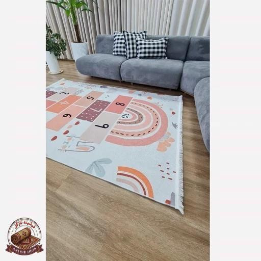 فرشینه کودک جنس رویه مخمل نررم و لطیف طرح لِی لِی استُپ دار( ضد سُر) کد u301