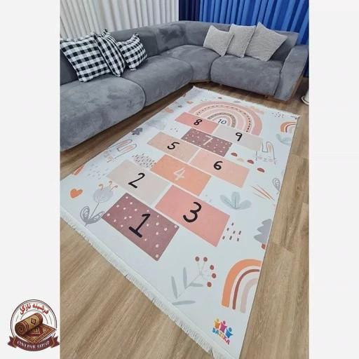 فرشینه کودک جنس رویه مخمل نررم و لطیف طرح لِی لِی استُپ دار( ضد سُر) کد u301