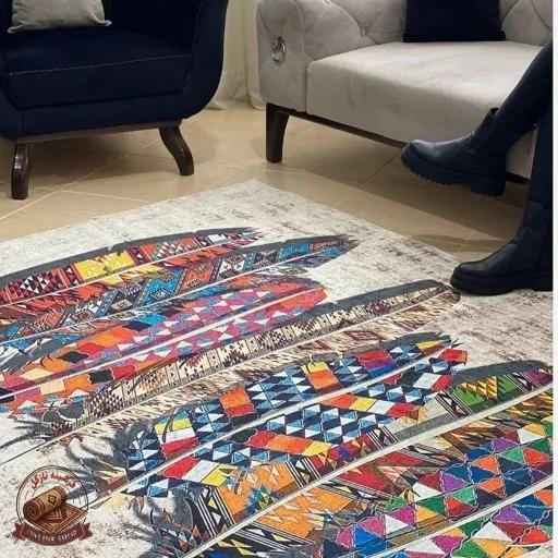 فرشینه مخمل مدرن طرح پَررنگی استُپ دار (ضد لغزش) h261 ابعاد دلخواه