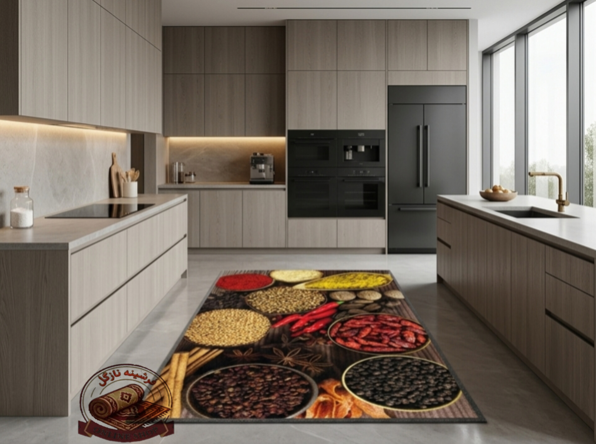 فرشینه آشپزخانه جنس رویه مخمل هازان ترک زیره ضدلغزش 032 (ابعاد 100 در60)