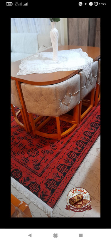 فرشینه مدرن قرمز | رویه مخمل ترک زیره استُپ دار | u452 (ابعاد دلخواه) تولید میشه