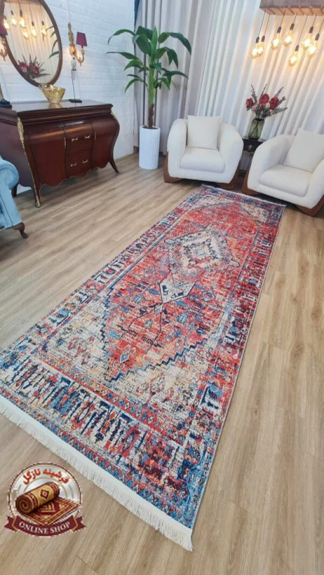 فرشینه راهرویی رویه مخمل هازان ترک زیره ضدلغزش کد m242 ابعاد دلخواه تولید میشه