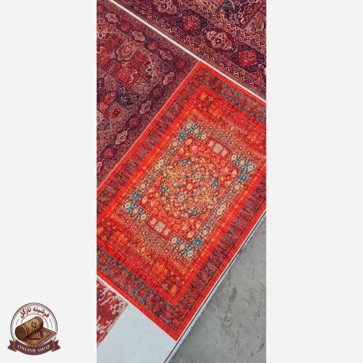 فرشینه قرمز لاکی روشن رویه مخمل زیره استُپ دار( ابعاد دلخواه) u111