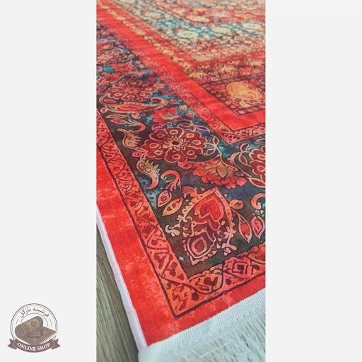فرشینه قرمز لاکی روشن رویه مخمل زیره استُپ دار( ابعاد دلخواه) u111