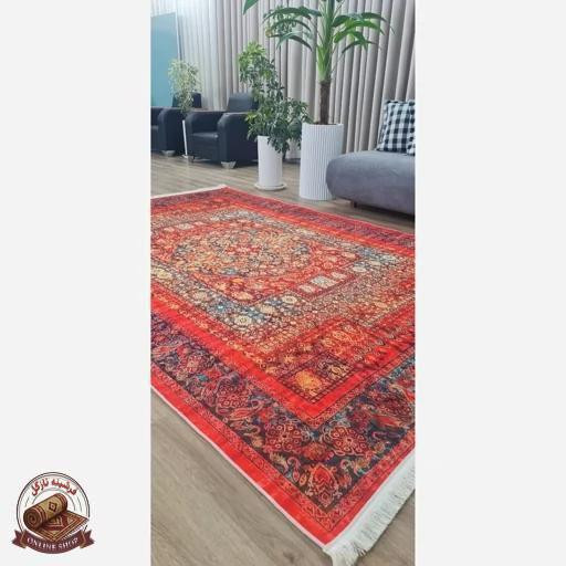 فرشینه قرمز لاکی روشن رویه مخمل زیره استُپ دار( ابعاد دلخواه) u111