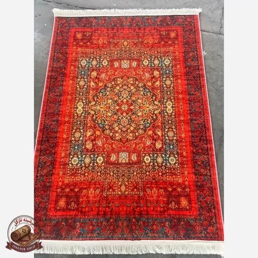 فرشینه قرمز لاکی روشن رویه مخمل زیره استُپ دار( ابعاد دلخواه) u111