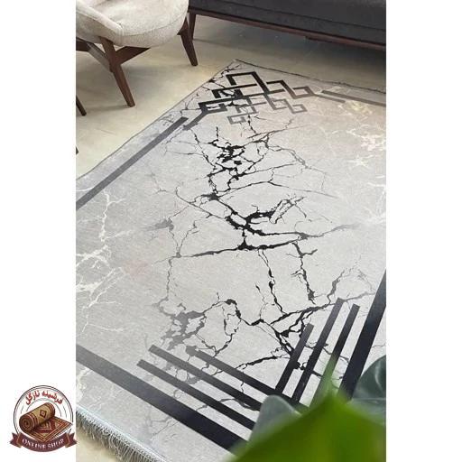 فرشینه طوسی h176 رویه مخمل ترک نرم و صاف مدرن ضدلغزش (ابعاد دلخواه) تولید میشه