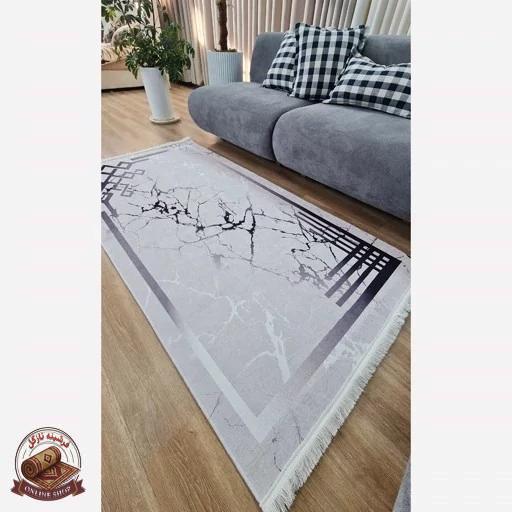 فرشینه طوسی h176 رویه مخمل ترک نرم و صاف مدرن ضدلغزش (ابعاد دلخواه) تولید میشه