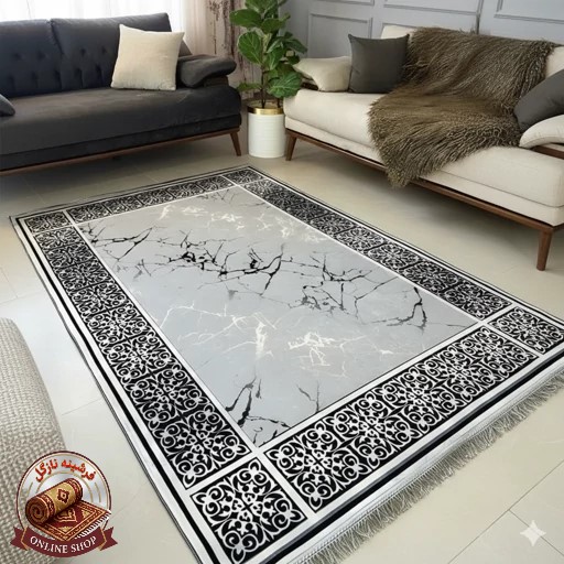فرشینه مدرن نقرهای مخمل ضدلغزش قابل شستشو (سفارش در ابعاد دلخواه) h173