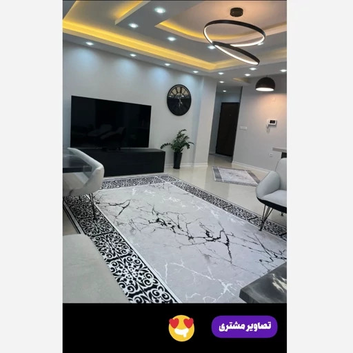 فرشینه مدرن نقرهای مخمل ضدلغزش قابل شستشو H173 (سفارش در ابعاد دلخواه)